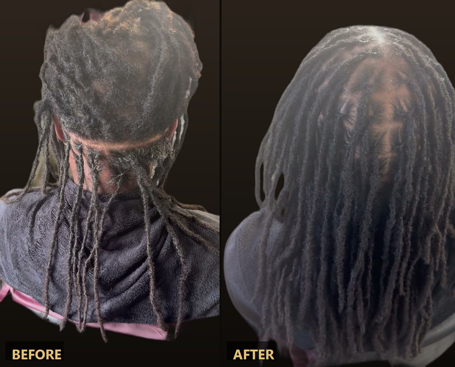 Locs retwist — before and after